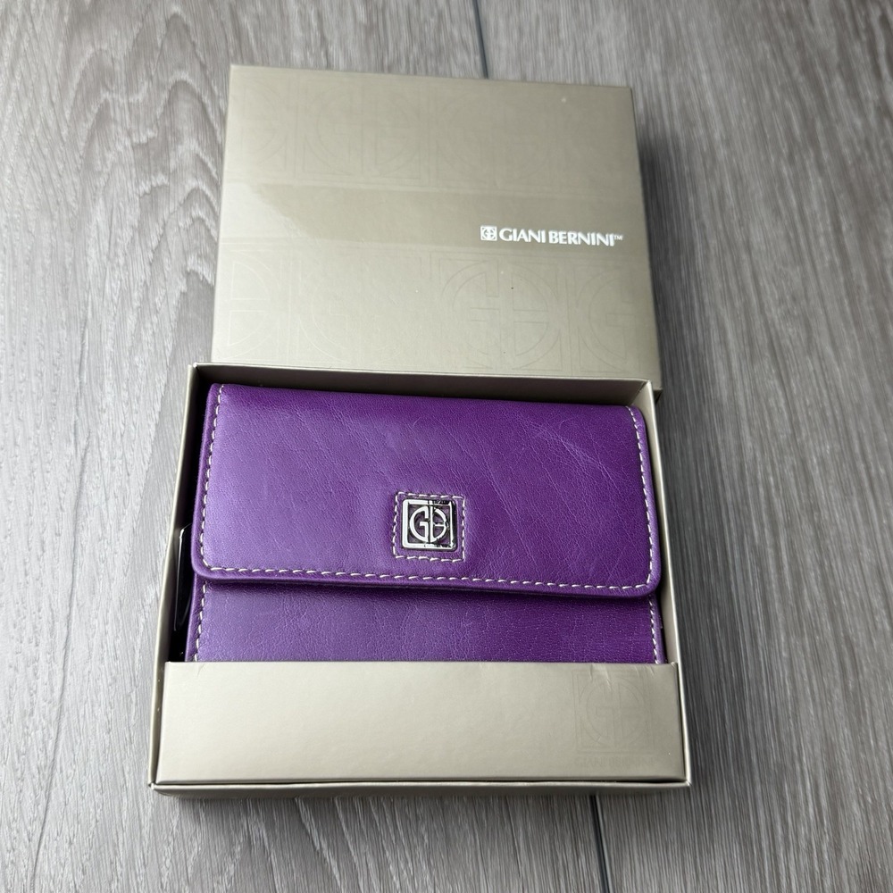 Giani Bernini Women's Genuine Leather Wallet Violet Purple 5"x4" New